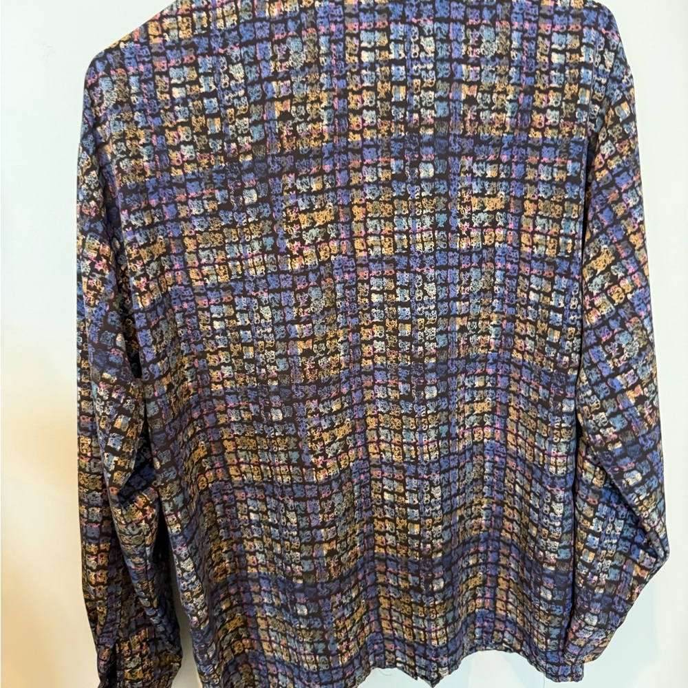 💋Impressions Blue‎ and Purple Button-Down Shirt 180 - Picture 3 of 7
